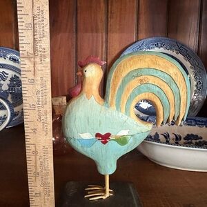 Colorful Wooden Rooster Figurine